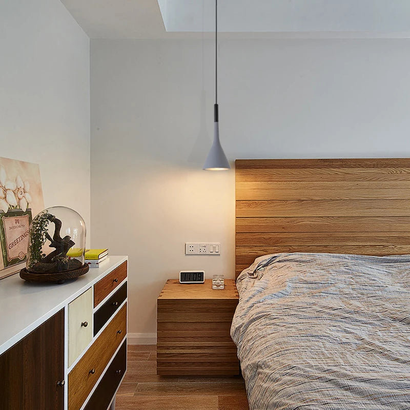 Scandinavian style pendant light shown in white