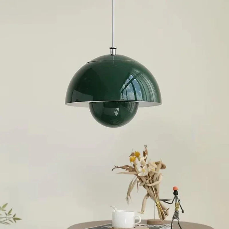 Modern scandinavian flowerpot Pendant Lighting shown in dark green