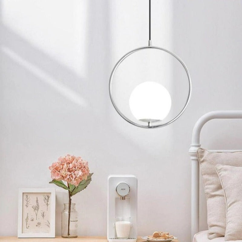geometric hanging pendant light in chrome