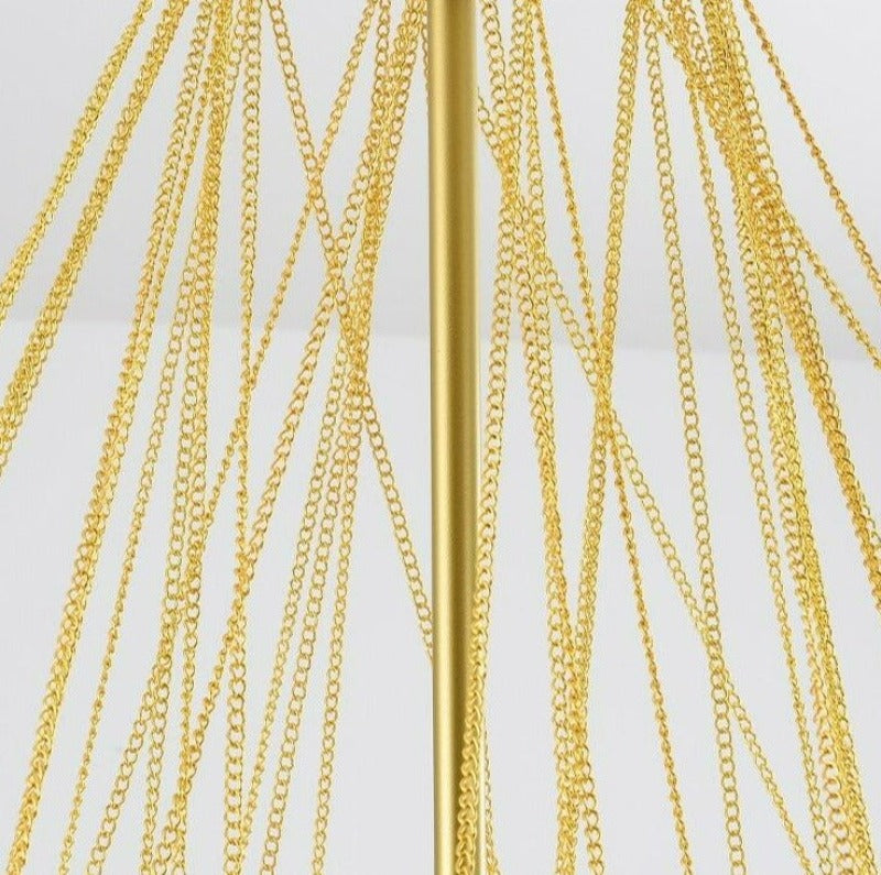 Close up of hardware for contemporary bubble chandelier