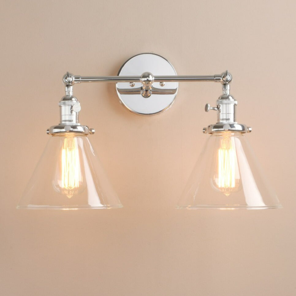 Norbell 2-bulb vintage vanity wall sconce shown in chrome finish