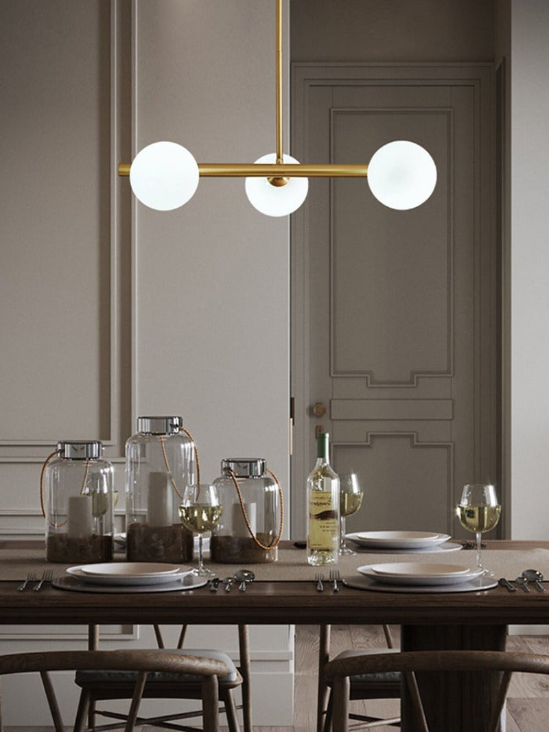 three globe modern horizontal chandelier