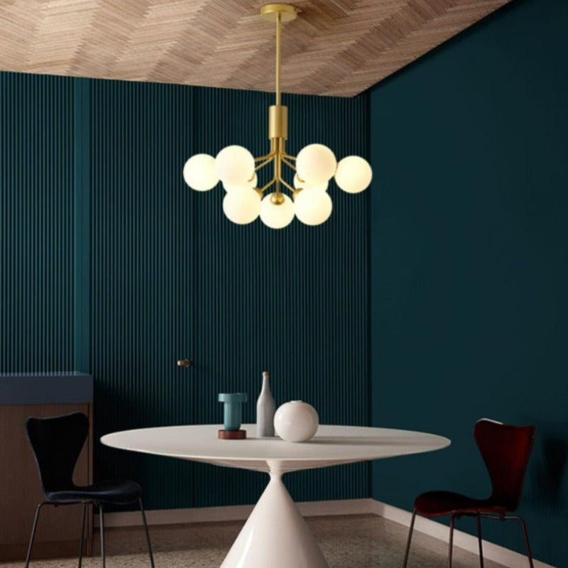 nine bulb frosted glass bulb chandelier