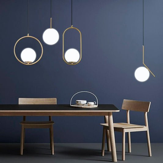 Modern Brass Glass Globe Pendant Lights