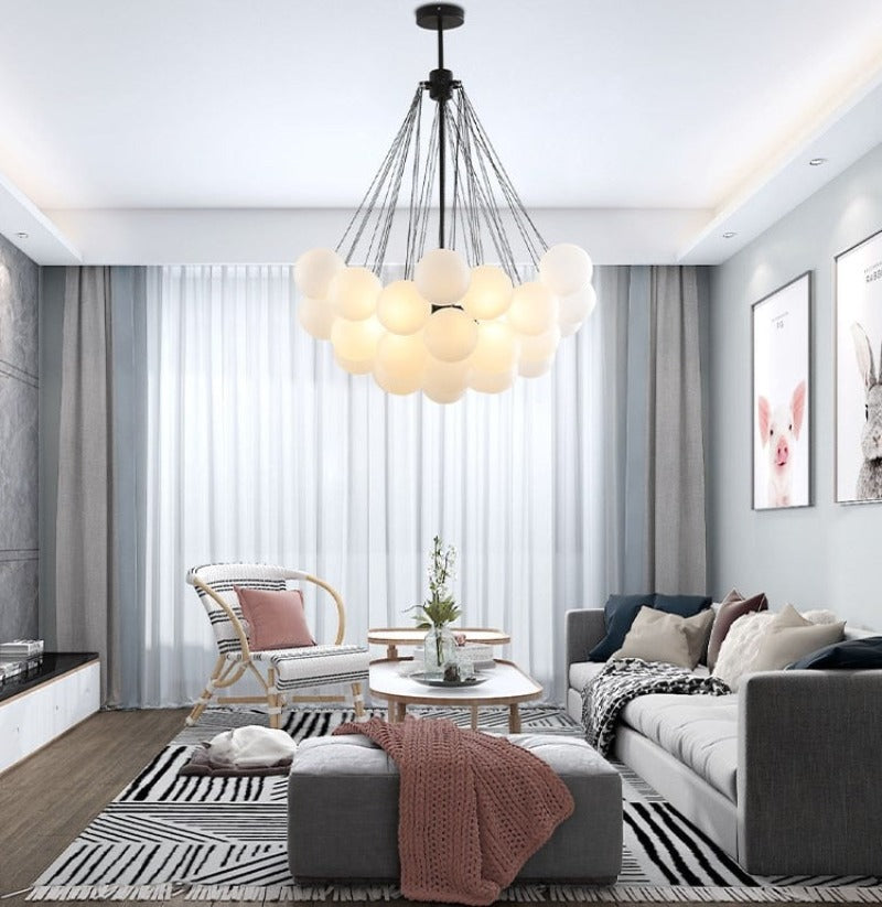 Large Bubble Chandelier with Black Frame