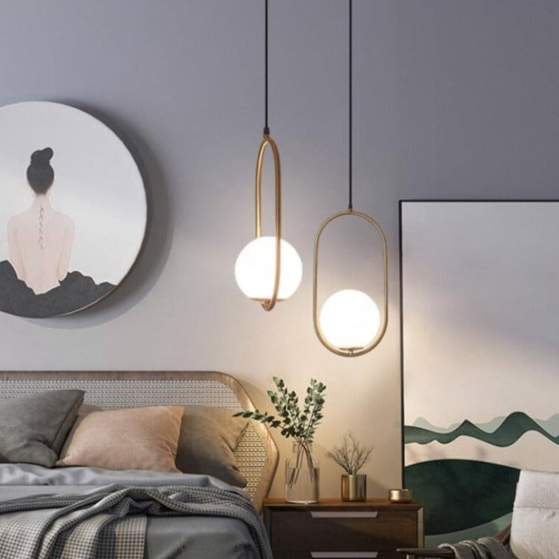 modern geometric pendant lights brushed gold finish