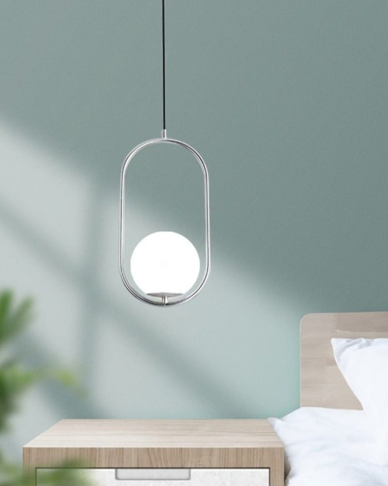 Modern oval pendant light with chrome finish