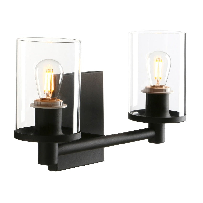 Black minimalist Two-Bulb Wall Sconce