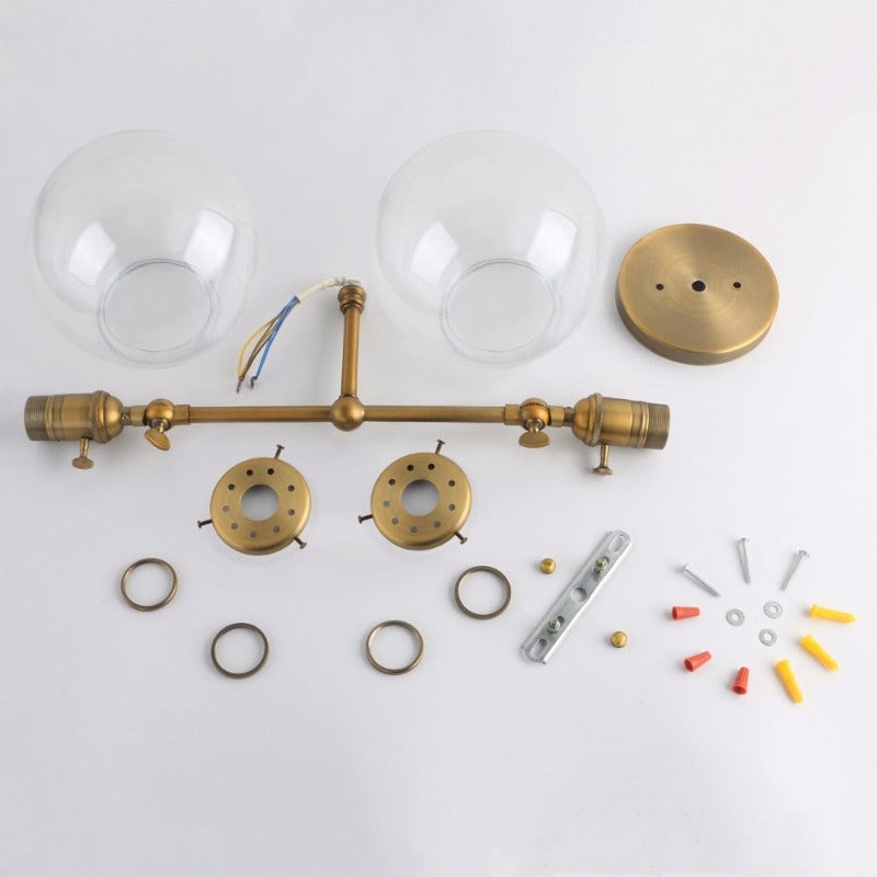 Vintage farmhouse double globe wall lamp assembly parts
