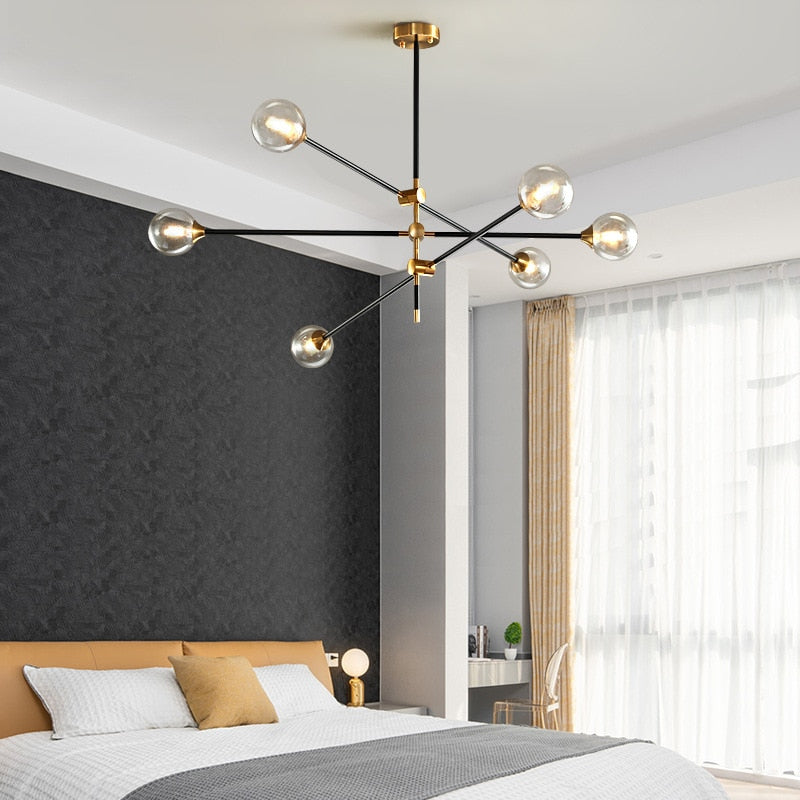 6 bulb amber chandelier