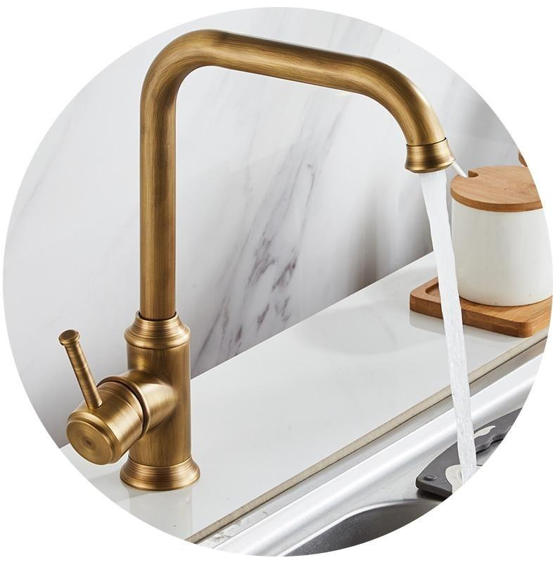 Vintage Aged-Brass Kitchen Faucet