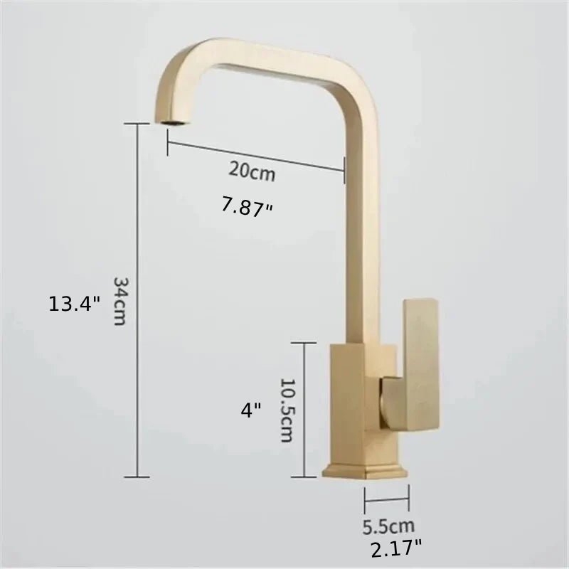 Product dimensions of Modern Minimalist square kitchen faucet