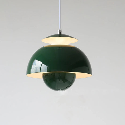 Modern scandinavian flowerpot light shown in dark green