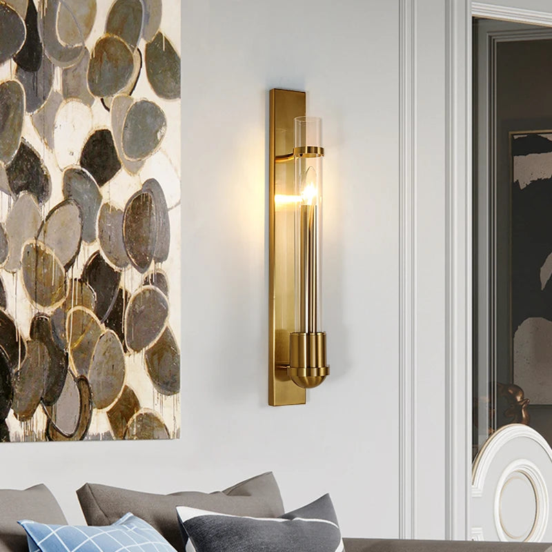Southall Modern Candlestick Wall sconce shown as adding ambient light to a living room