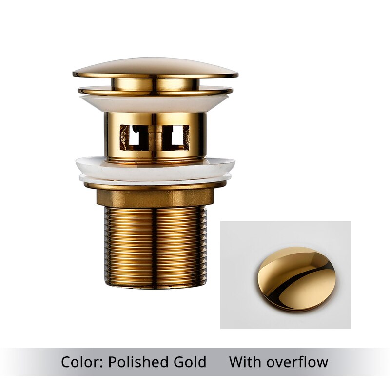 Pop Up Bathroom Sink Drain in  polished gold with overflow
