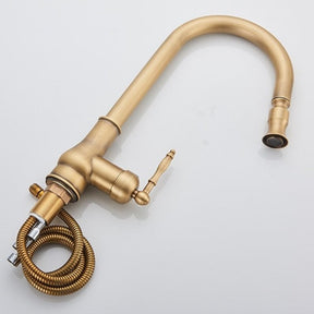 Antique Brass Kitchen Faucet with Pull Out Sprayer – NMC Decor