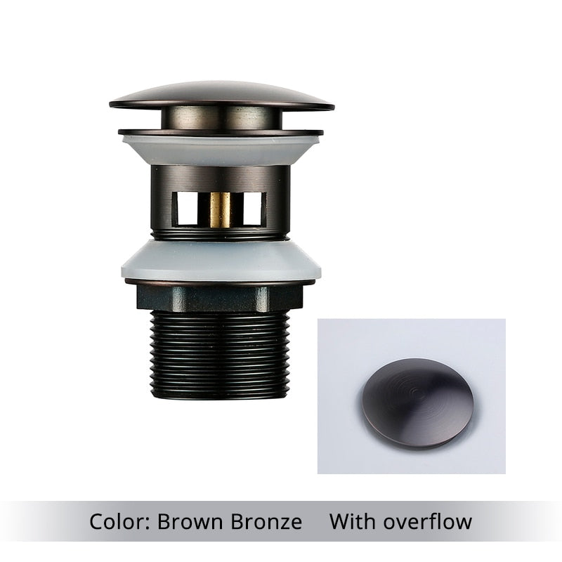 Pop Up Bathroom Sink Drain in  dark bronze with overflow