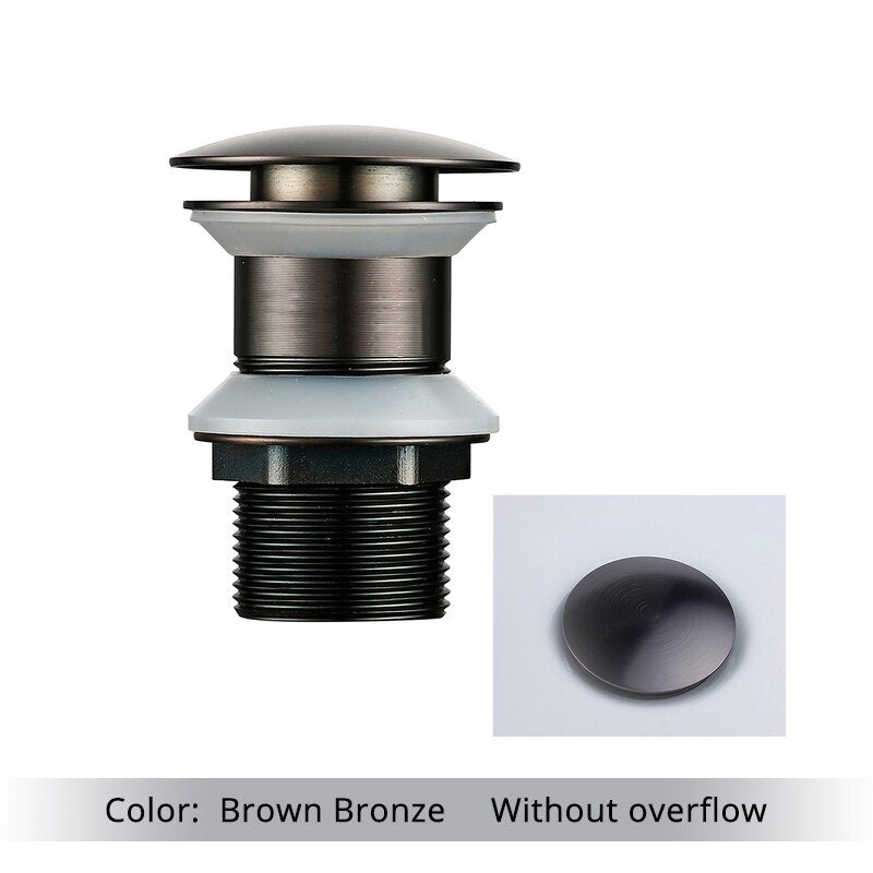 Pop Up Bathroom Sink Drain in  dark bronze without overflow