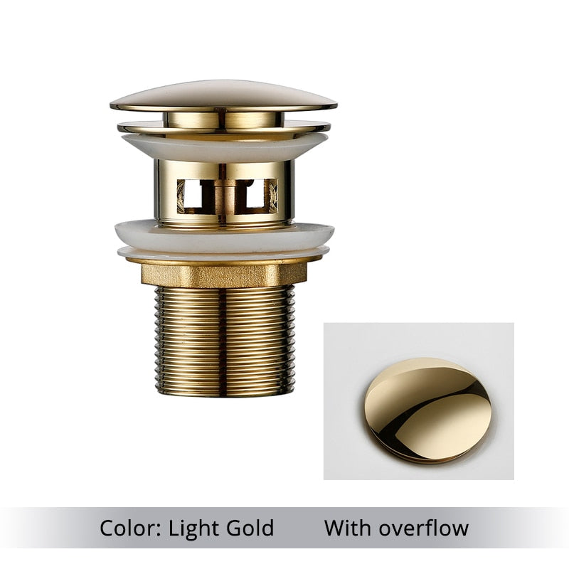 Pop Up Bathroom Sink Drain in  gold with overflow