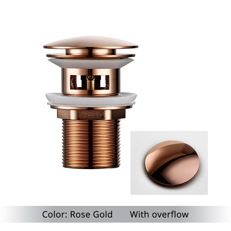 Pop Up Bathroom Sink Drain in  rose gold with overflow