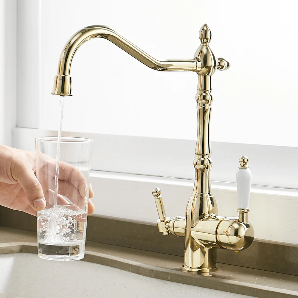 Olivian Antique Kitchen Faucet with Built In Water Filter Spout – NMC Decor