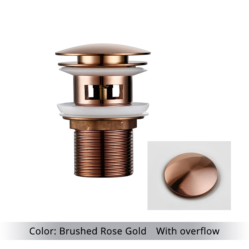Pop Up Bathroom Sink Drain in  rose gold with overflow