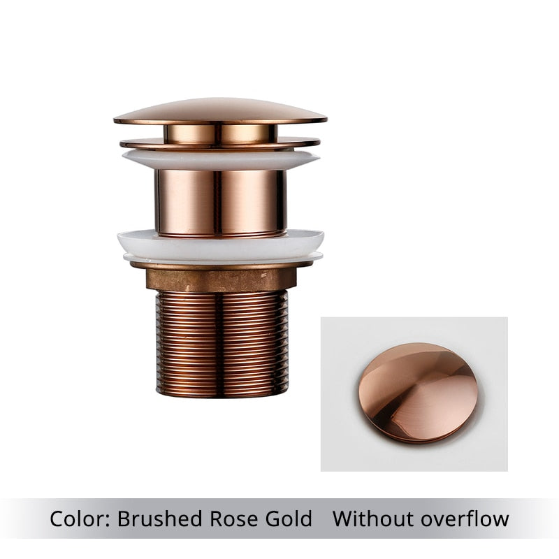 Pop Up Bathroom Sink Drain in  rose gold without overflow