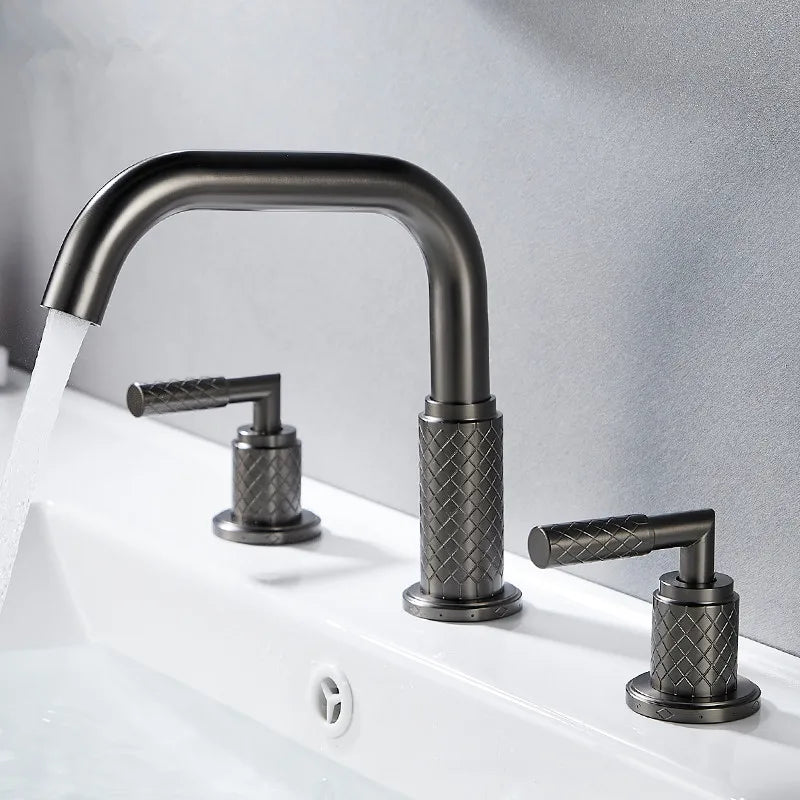 Contemporary Faucet with Squared angles shown in gun metal gray finish