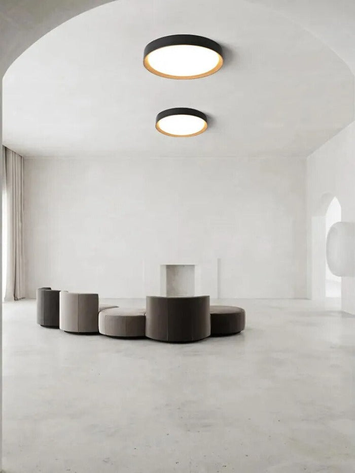 modern minimalist ceiling light shown in black finish
