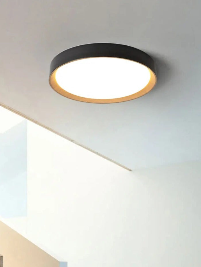 modern flush mount ceiling light shown in black finish
