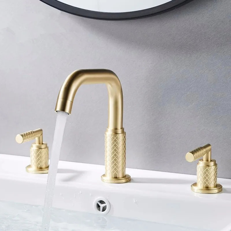 Contemporary Faucet with Squared angles shown in  gold