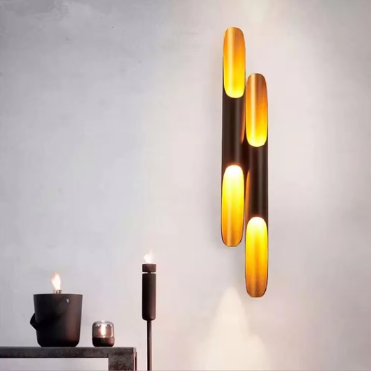 Tioka Contemporary Black and Gold Wall sconce