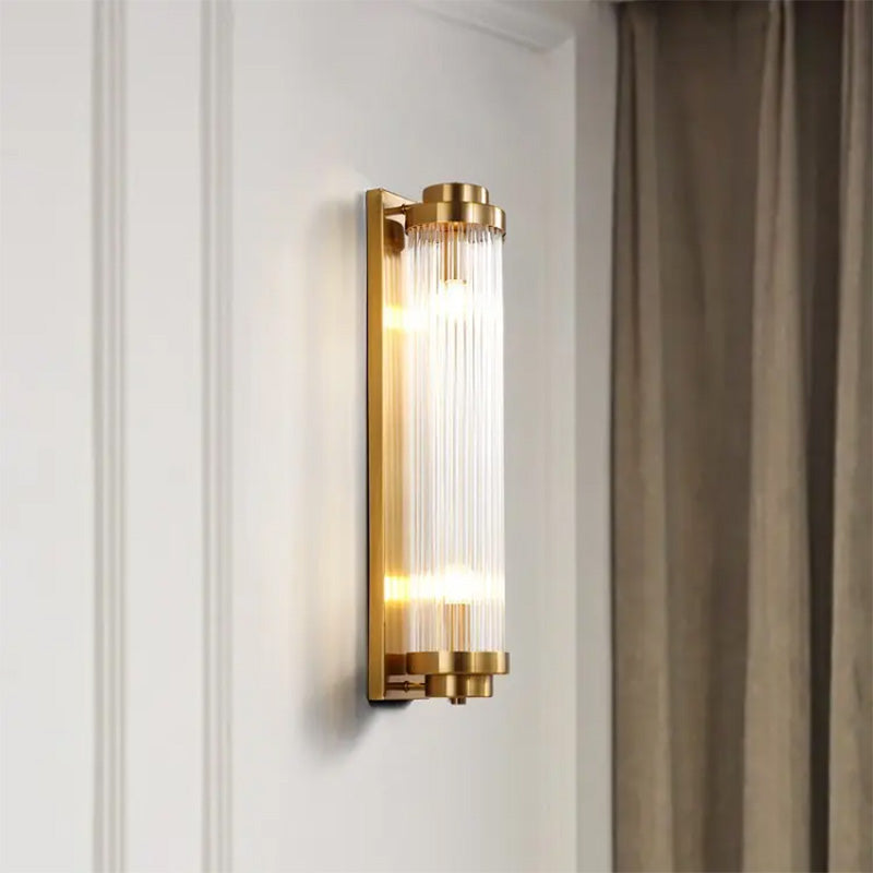 Dalton Deco Style Fluted column wall sconce shown in living room