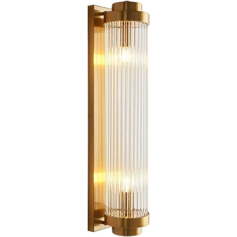 Dalton Deco Style Fluted column wall sconce shown in closeup detial