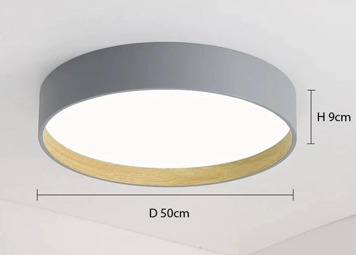 minimalist flush mount ceiling light in gray finish, 50cm diameter