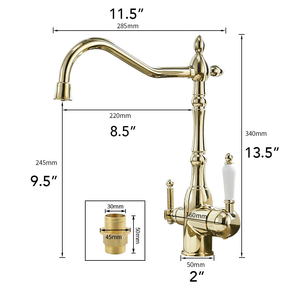 Dimensions of Kitchen Faucet with built in water filter spout