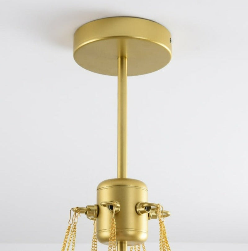 close up view of hardware for modern bubble chandelier
