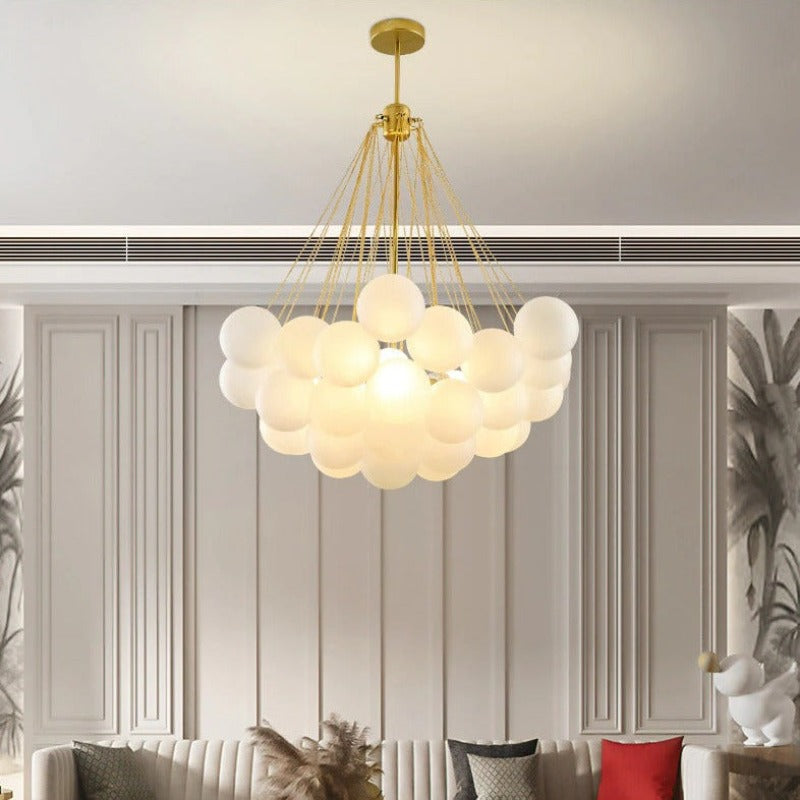modern multi-glove chandelier with gold hardware in large 37 bulbs