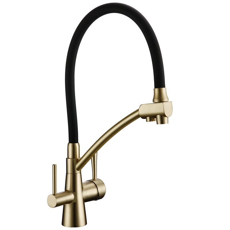 Black and Gold kitchen faucet with built in filtered water diverter