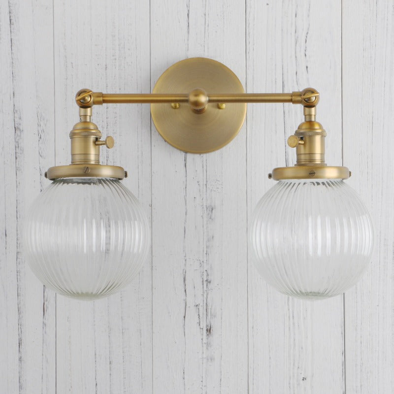 Double Sconce with Ribbed Glass Globes – NMC