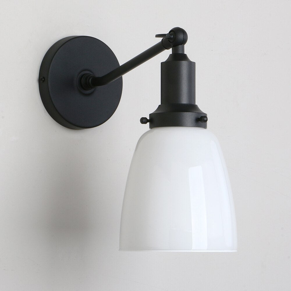 Milk Glass Wall Sconce shown in black finish