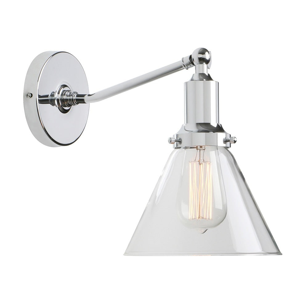 Retro Vintage Wall Sconce in Polished Chrome Finish with cone shade