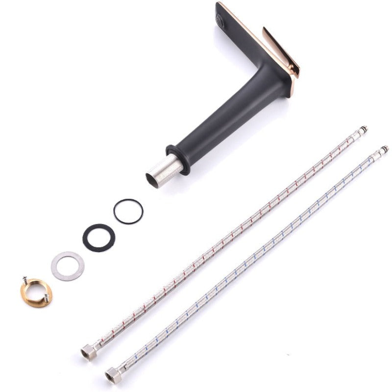 Assembly parts for modern Black and Copper single hole faucet