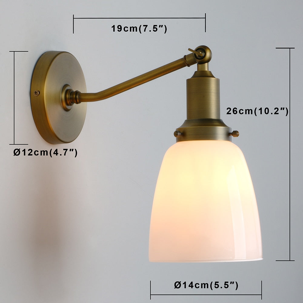 dimensions of vintage style milk glass wall sconce