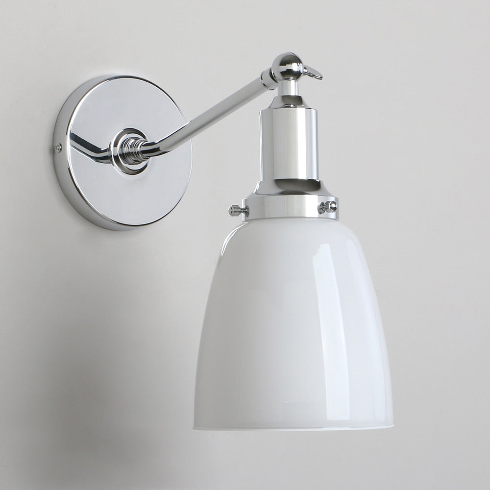 Milk Glass Wall Sconce shown in polished chrome finish