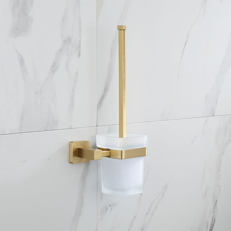 brushed gold toilet brush holder and brush