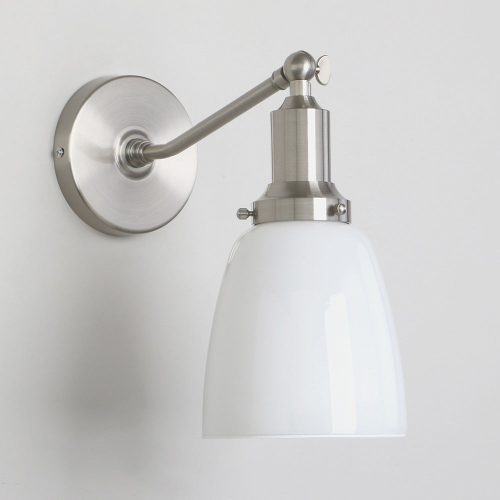 Milk Glass Wall Sconce shown in brushed nickel finish