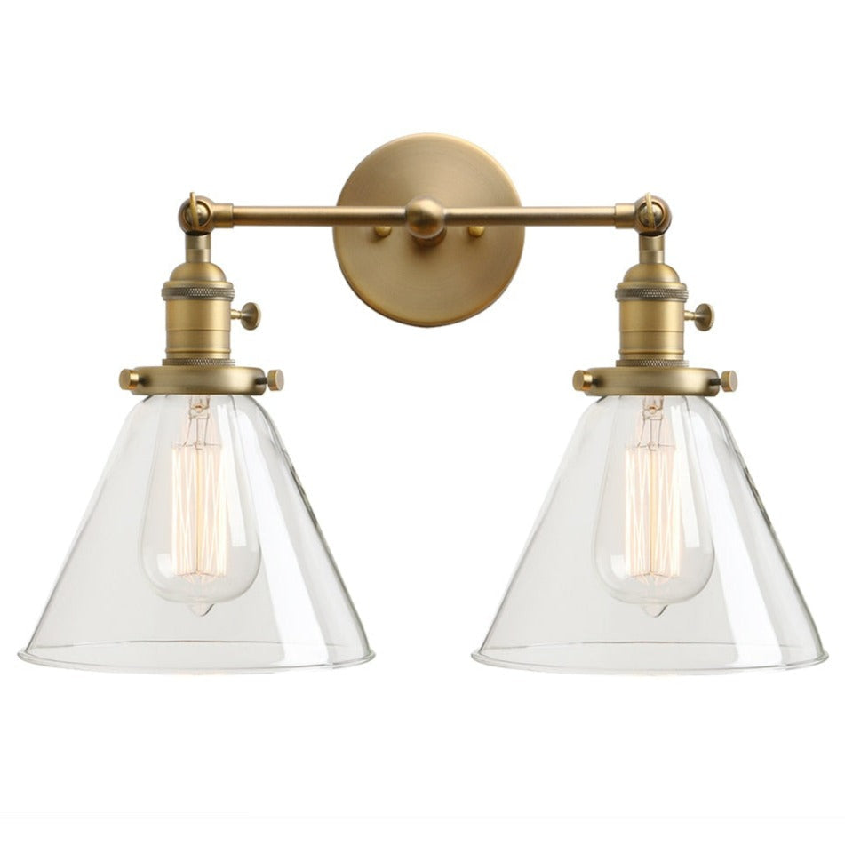 Norbell 2-bulb vintage vanity wall sconce