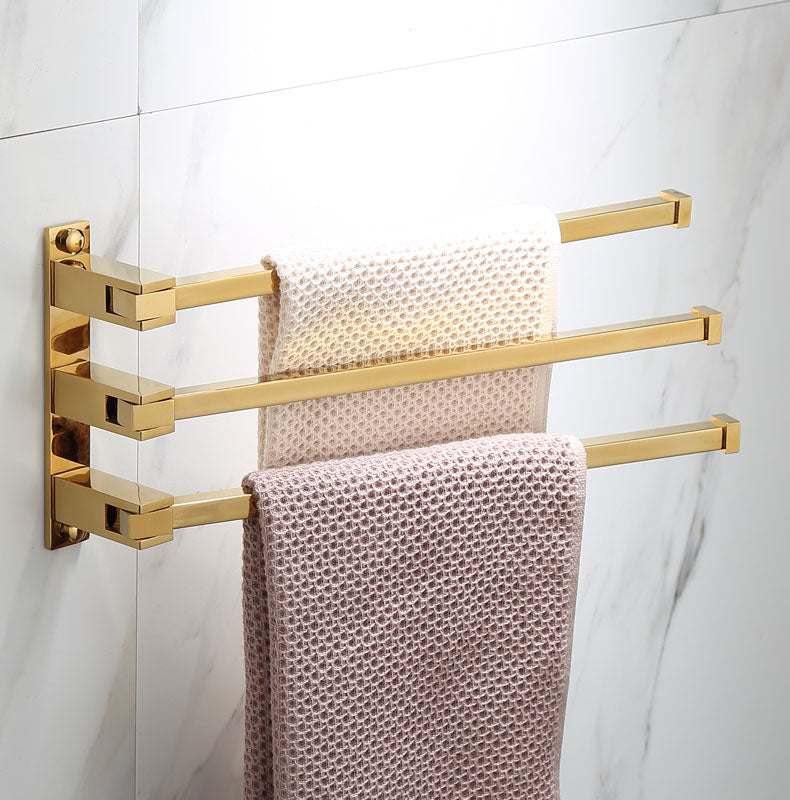 brushed gold swing arm multi towel bar holder