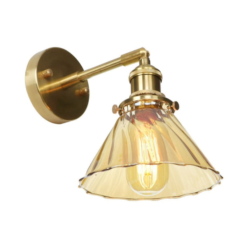 farmhouse style retro amber glass wall lamp